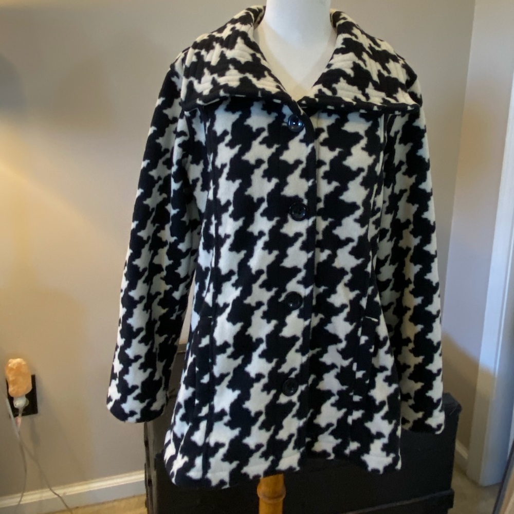 Houndstooth fleece coat - petite medium